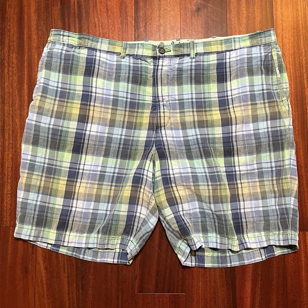 Tommy Bahama Shorts Mens 48 Colorblock Plaid Check Linen Tencell Blend Preppy - Picture 1 of 10